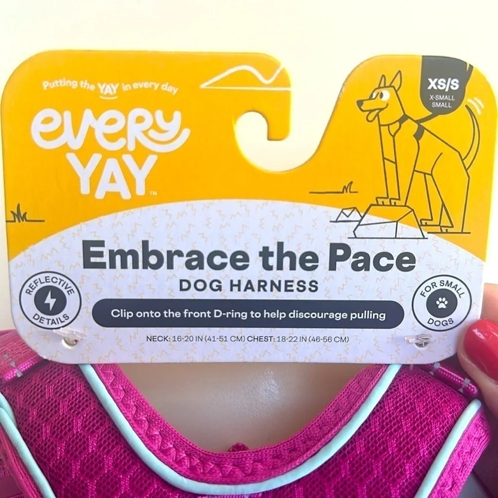🆕 EVERYAY Pink Reflective Trim Dog Harness EMBRACE THE PACE SIZE XS / S